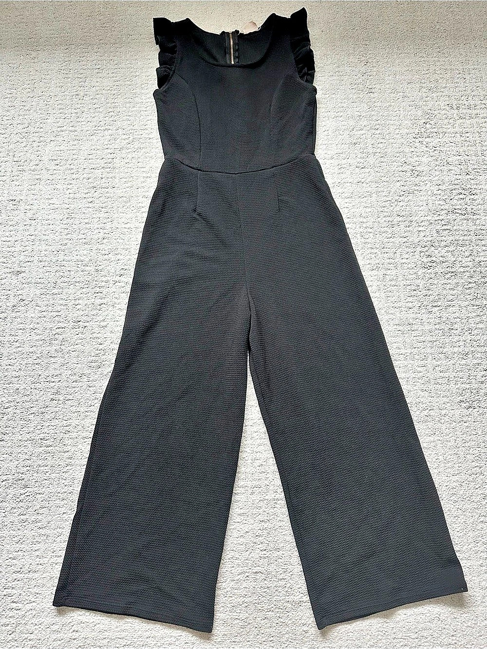 🖤Caution to the Wind🖤Black Ruffle Wide-Leg Jumpsuit